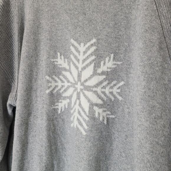 Talbots Snowflake Mock Neck Sweater 3X Gray White Cotton Blend Winter - Picture 4 of 8